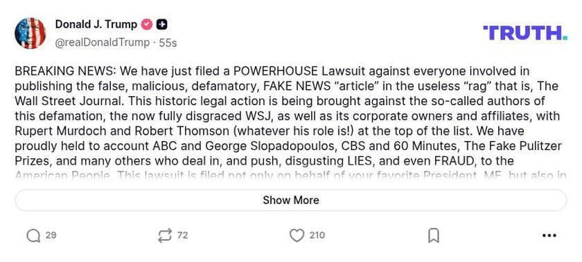 Trump's $10 Billion WSJ Lawsuit: The Theater Behind the Legal Drama